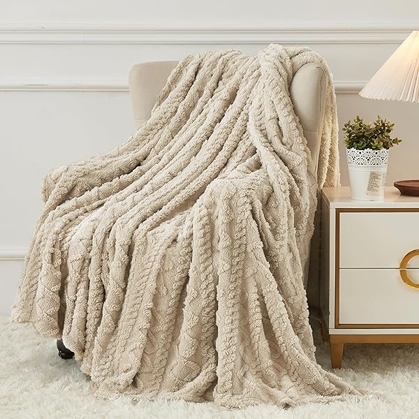 Aganear Throw Blanket - Cozy Soft Lightweight Fuzzy Throw Blanket for Women Portable Throw Blankets for Couch, Warm Present for Birthday, Christmas, Halloween, Housewarming(50"x60", Khaki)