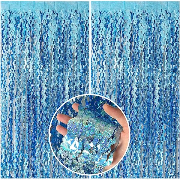 Tinsel Foil Fringe Curtains Wavy Backdrop for Parties Sparkle Metallic Wavy Foil Fringe Backdrop Curtain for Party Decorations Photo Booth Props for Birthday Graduation Wedding