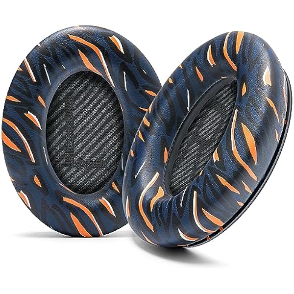 WC Wicked Cushions Upgraded Replacement Ear Pads for Bose QC35 & QC35ii (QuietComfort 35) Headphones & More - Softer Leather, Luxurious Memory Foam, Added Thickness, Extra Durability | Navy Tiger