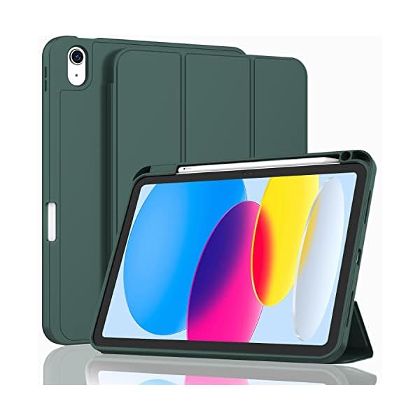 ZryXal iPad (A16) Case/iPad 10th Generation Case [11-Inch 2025/10.9 Inch 2022] with Pencil Holder, Smart Cover with Soft TPU Back [Support Auto Wake/Sleep] (New Midnight Green)