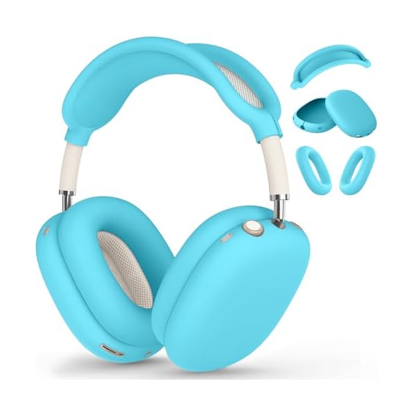 Silicone Case Cover for AirPods Max, Ear Pad Case Cover/Ear Cups Cover/Headband Cover for AirPods Max Headphones,Accessories Soft Silicone Protector for Apple AirPods Max New USB-C (2024) (Ocean Blue)