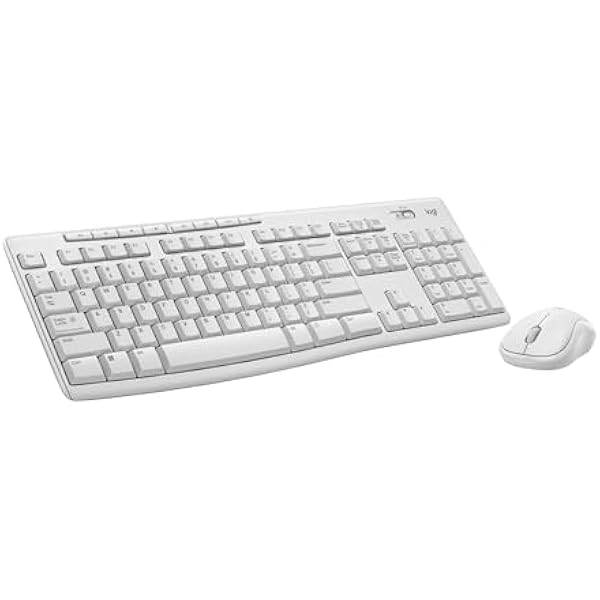 Logitech MK270 Wireless Keyboard and Mouse Combo for Windows, 2.4 GHz, 8 Multimedia Keys, PC, Laptop, Wireless Keyboard Compact Mouse Combo - White
