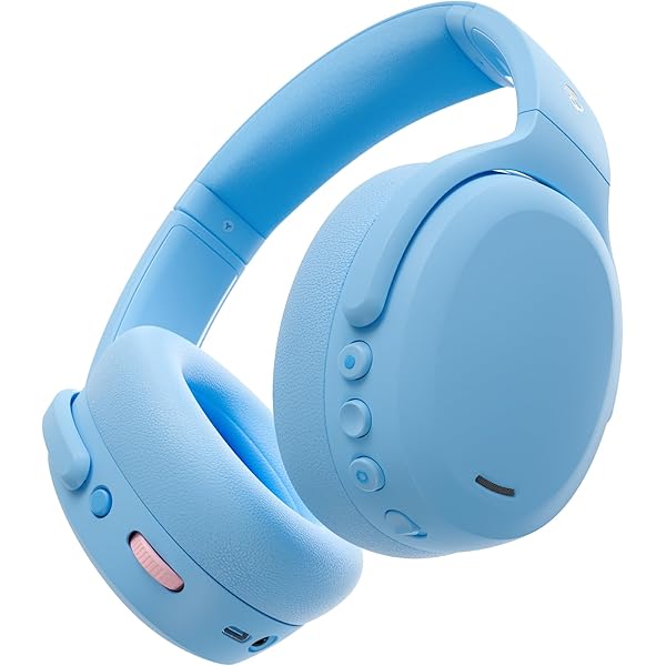 Skullcandy Crusher ANC 2 Wireless Over-Ear Bluetooth Headphones with Multi-Sensory Bass, Active Noise Cancelling, Up to 60 Hours Battery, Microphone for iPhone Android - Preppy Blue