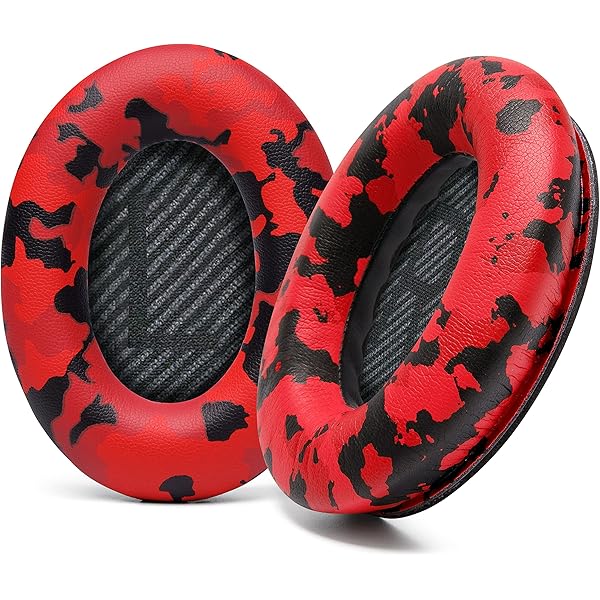 WC Wicked Cushions Upgraded Replacement Ear Pads for Bose QC35 & QC35ii (QuietComfort 35) Headphones & More - Softer Leather, Luxurious Memory Foam, Added Thickness, Extra Durability | Red Camo