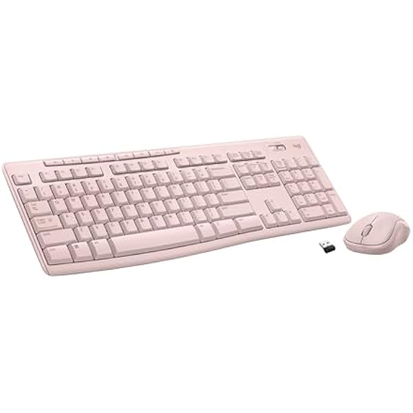 Logitech MK270 Wireless Keyboard and Mouse Combo for Windows, 2.4 GHz, 8 Multimedia Keys, PC, Laptop, Wireless Keyboard Compact Mouse Combo - Rose