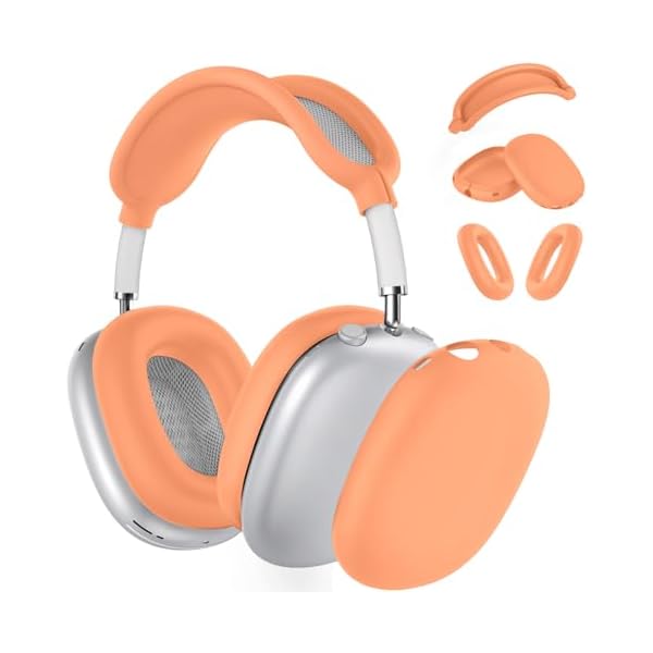 Silicone Case Cover for AirPods Max Headphones, Ear Pad Case Covers/Ear Cups Covers/Headband Cover for AirPods Max (USB-C/Lightning)(2024/2020), Soft Silicone Accessories for Apple AirPod Max, Salmon