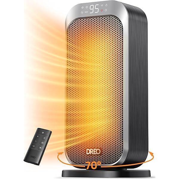 Dreo Quiet Space Heater, 1500W Portable Heaters for Indoor Use with Remote, 70° Oscillation, Fast and Safety Electric PTC Ceramic for Desk Office Bedroom, 12H Timer