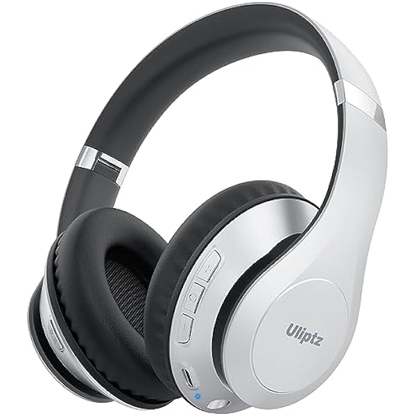 Uliptz Wireless Bluetooth Headphones, 65H Playtime, 6 EQ Sound Modes, HiFi Stereo Over Ear Headphone with Microphone, Foldable Lightweight Bluetooth 5.3 Headphones (Silver)