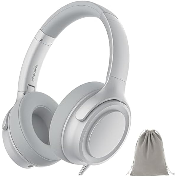 Wired Over-Ear Headphones with USB C Connector, Hi-Fi Stereo Sound, Noise-Isolating Ear Cups, Comfortable Fit for USB C Devices (with Bag, Silver)