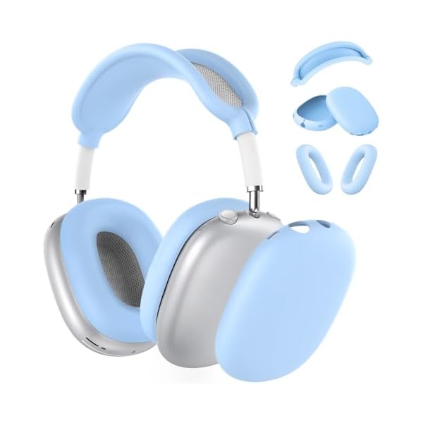 Silicone Case Cover for AirPods Max Headphones,Ear Pad Case Cover/Ear Cups Cover/Headband Cover for AirPods Max(USB-C/Lightning)(2024/2020),Accessories Silicone Protector for Apple AirPod Max,Sky Blue