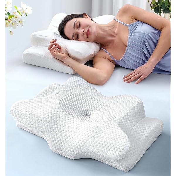 Emircey Clinical-Level Relief Cervical Neck Pillow for Sleeping, Orthopedic Contour Memory Foam Pillow for Side Sleepers, Cooling Reading Pillow for Neck Relief, Ergonomic for Back Stomach Sleepers