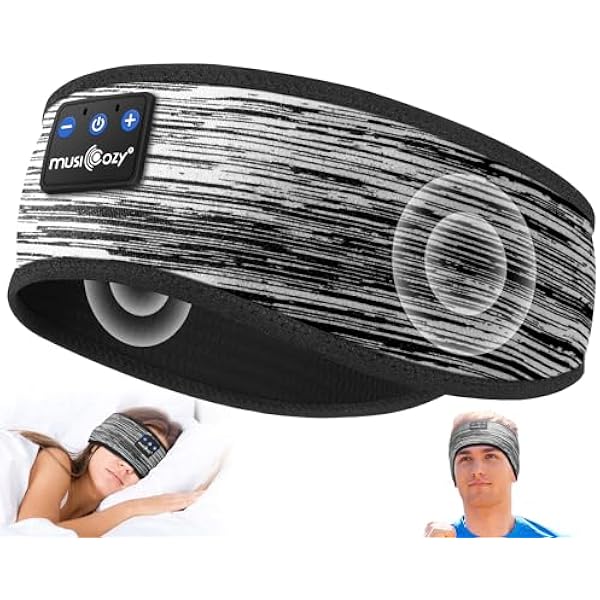MUSICOZY Sleep Headphones Bluetooth 5.4 Headband, Wireless Earphones Music Sleep Earbuds Sleeping Eye Mask with HD Stereo Speakers for Workout Running Travel Yoga, Ideal Gifts for Women Men