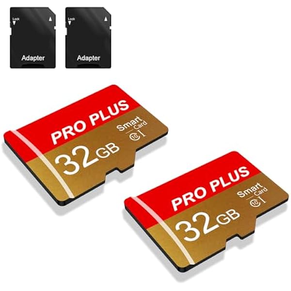 2 Pack TF Card 32GB with Adapter, High Speed Memory Card, UHS-I C10 A1 Memory TF Card for Tablet/Mobile Phone/Camera/Car Audio/Game Console (TF162 Red Gold 32GB)