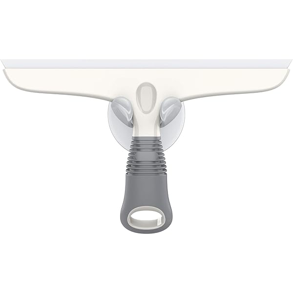 MR.SIGA Multi-Purpose Silicon Squeegee for Window, Glass, Shower Door, Car Windshield, Heavy Duty Window Scrubber, Includes Suction Hook, 10 inch, White & Gray, 1 Pack