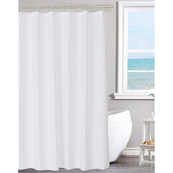 N&Y HOME Fabric Shower Curtain Liner Solid White with Magnets, Hotel Quality, Machine Washable, 70 x 72 inches for Bathroom