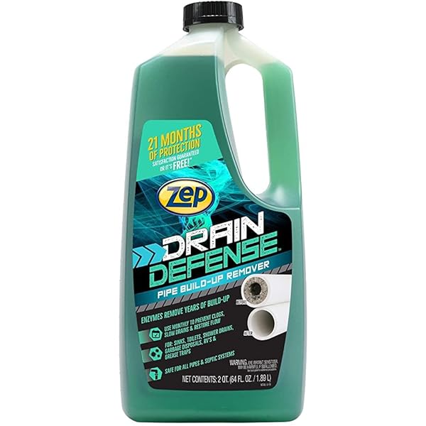 Zep Drain Defense Pipe Build-Up Remover - 64 Ounces - ZLDC648 - Professional Strength Liquid Pipe Build Up Remover,GREEN