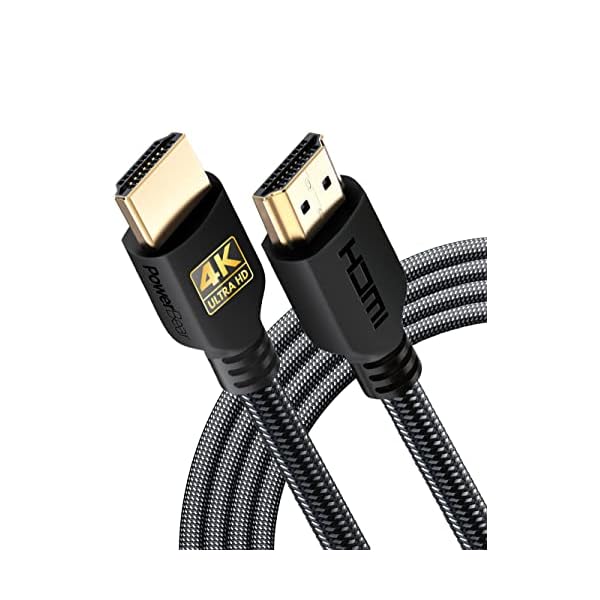 PowerBear 4K HDMI Cable 10 ft | High Speed Hdmi Cables, Braided Nylon & Gold Connectors, 4K @ 60Hz, Ultra HD, 2K, 1080P, ARC & CL3 Rated | for Laptop, Monitor, PS5, PS4, Xbox One, Fire TV, & More