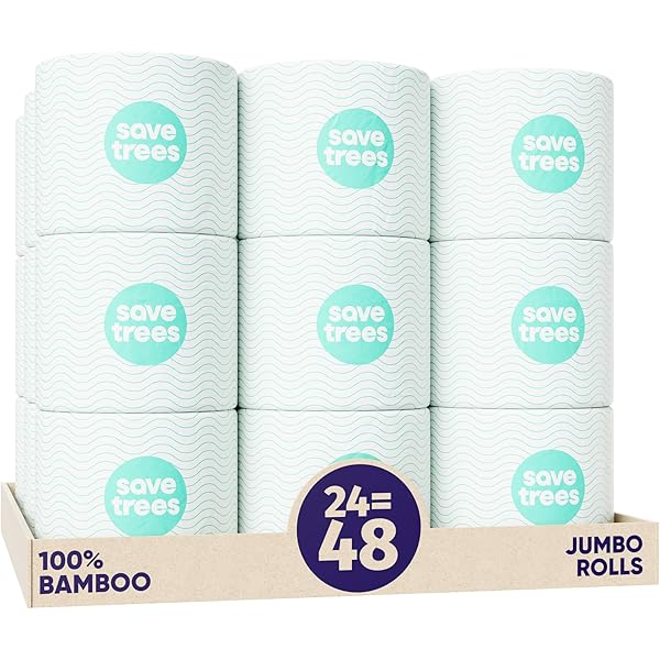 Save Trees Bamboo Toilet Paper -24 Rolls Of Septic Safe Organic Toilet Paper 3-ply, 300 Sheets Per Roll - PFAs Free, FSC Certified, Plastic & Chemical Free - For Home, Boat & RV Use