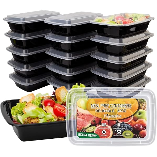 15 Pack- Meal Prep Containers 32oz, Plastic Food Prep Containers Reusable, Leakproof To Go Food Containers with Lids, BPA-Free, Microwave/Dishwasher/Freezer Safe