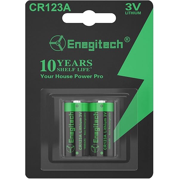 Enegitech CR123A 3V Lithium Battery, 123 3 Volt Lithium Battery, for Home Security Alarm System Sensor Doorlock Smok Carbon Monoxide Alarm Non-Rechargeable (CR123A 2 Pack)