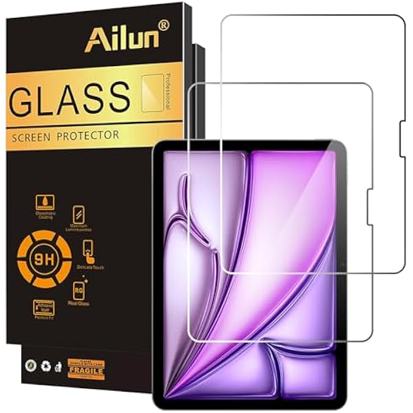 Ailun Screen Protector for iPad Pro 13 Inch 2025/2024 [8/7th Generation,M5/M4], iPad Air 13 Inch 2025/2024 [7/6th Generation,M3/M2] Tempered Glass Face ID Apple Pencil Compatible Case Friendly 2 Pack