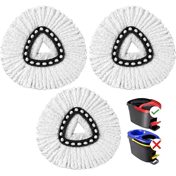 HOMEXCEL Mop Replacement Heads Compatible with O-Cedar EasyWring Spin Mops 3 Pack-Washable Microfiber Spin Head Refills-Easy Cleaning Mop Head Replacement