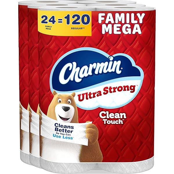 Charmin Ultra Strong Clean Touch Toilet Paper, 24 Family Mega Rolls = 120 Regular Rolls