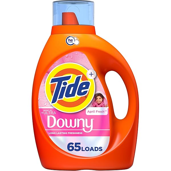 Tide Plus Boost of Ultra Downy Liquid Laundry Detergent, April Fresh Scent, 92 fl oz, 65 Loads, Laundry Detergent Liquid with Long-Lasting Freshness