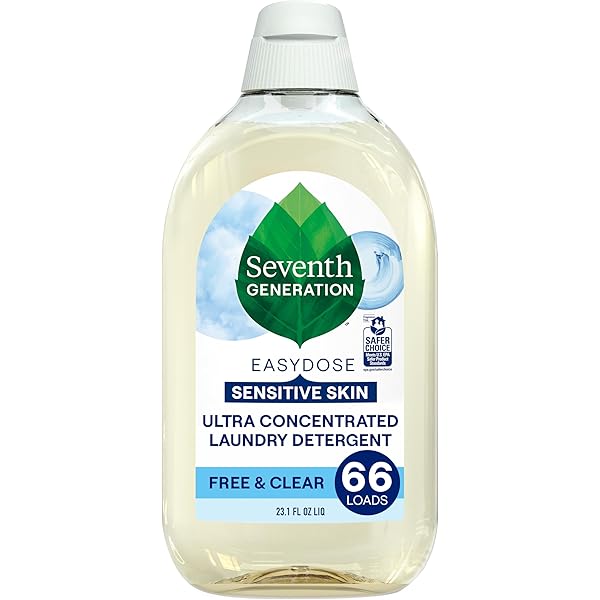 Seventh Generation EasyDose Laundry Detergent, Ultra Concentrated: 66 Loads, Free & Clear Designed for Sensitive Skin, 23.1 Fl Oz
