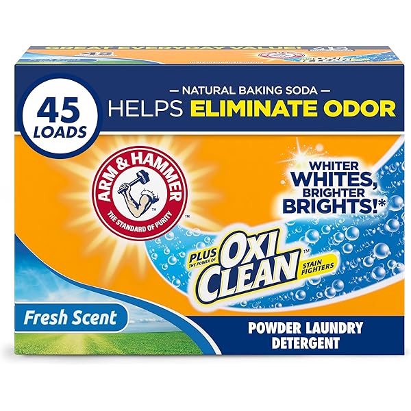 Arm & Hammer Plus OxiClean Powder Laundry Detergent, Fresh Scent, 45 Loads, 3.48 Pound (Pack of 1) - Package May Vary