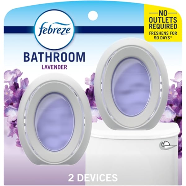 Febreze Small Spaces Air Freshener, Odor-Fighting, Plug In Alternative, Air Fresheners for Home and Bathroom and Kitchen, Closet Air Fresheners, Light Lavender Scent, 2 Count
