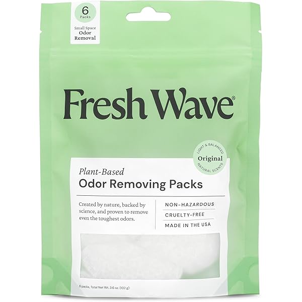 Fresh Wave Odor Eliminating & Deodorizing Packs, Bag of 6 - Safer Odor Relief for Small Spaces, Natural Plant-Based Odor Eliminator, Odor Absorbers for Home