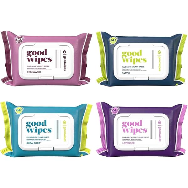 Goodwipes Flushable Butt Wipes Made with Vitamin E & Aloe - Soft & Gentle Wet Wipe Dispenser for Home Use, Septic & Sewer Safe - Largest Adult Toilet Towelettes - Variety Pack, 240 Count (4 Packs)