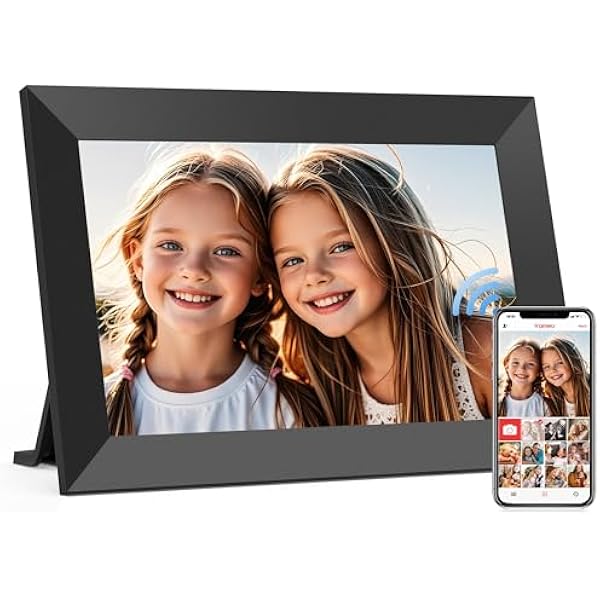 Frameo 10.1 Inch WiFi Digital Picture Frame, Smart Cloud Electronic Photo Frame with HD IPS Touch Screen Slideshow 32GB Memory Auto-Rotate Wall Mount, Share Photos/Videos from Phone by Frameo App