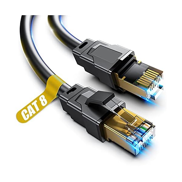 Vabogu Cat 8 Ethernet Cable, 10ft Heavy Duty High Speed Internet Network Cable, Multiple Size Options, 26AWG, 2000MHz 40Gbps with Gold Plated RJ45 Connectors, Shielded for Indoor & Outdoor Use