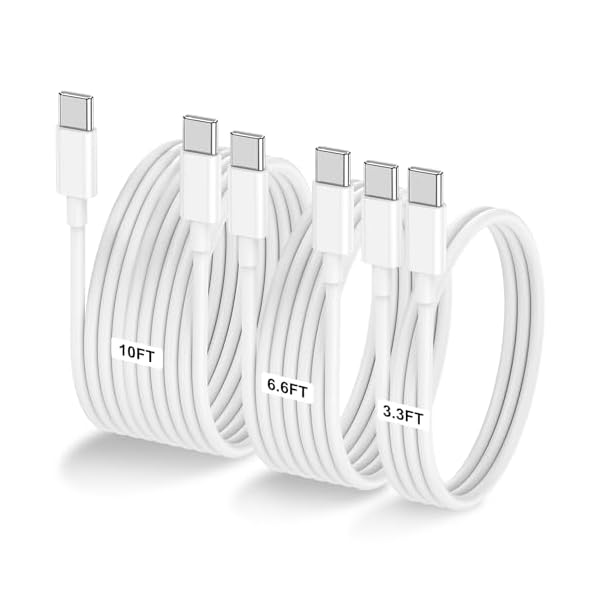 3-Pack [3.3FT+6.6FT+10FT] 60W USB C to USB C Cable, Type C to Type C Cable,Fast Charging Cable for iPhone 17 16 15 Pro Plus Pro Max Air，for Galaxy S25, for iPad Pro/Air, for MacBook Pro/Air and More