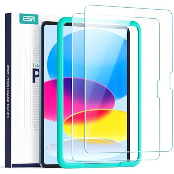 ESR 2 Pack Screen Protector for iPad A16 11th/10th Generation (11 Inch/10.9, 2025/2022), 9H Tempered Glass Film Guard with Alignment Frame, Anti-Scratch, Bubble Free, HD Clarity, Apple Pencil Support