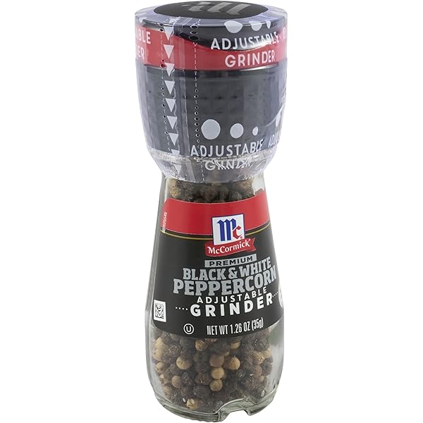 McCormick Premium Black & White Peppercorn Adjustable Grinder, 1.26 oz