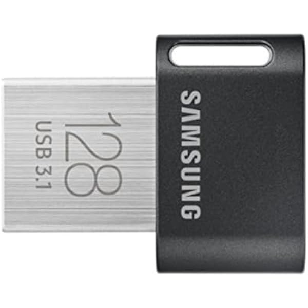 SAMSUNG FIT Plus 3.1 USB Flash Drive, 128GB, 400MB/s, Plug In and Stay, Storage Expansion for Laptop, Tablet, Smart TV, Car Audio System, Gaming Console, MUF-128AB/AM,Gunmetal Gray