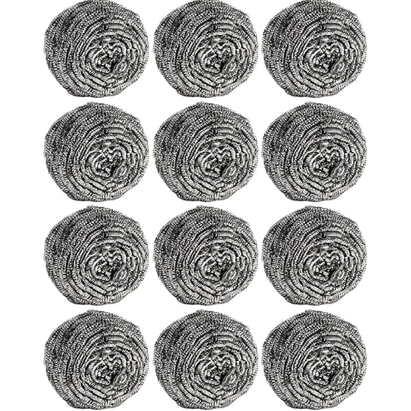 12Pcs Steel Wool Scrubber Pads for Cleaning Dishes, Pans, Pots, Ovens, Grills, Sinks - Stainless Steel Scrubbers for Kitchen, 12 Pack