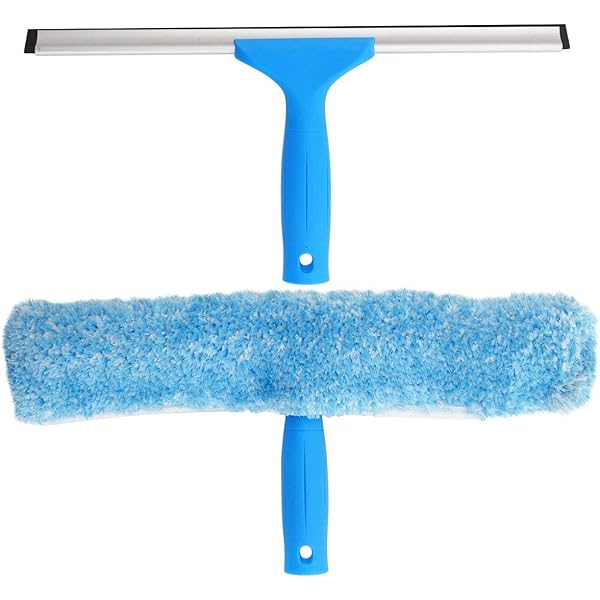MR.SIGA Professional Window Cleaning Combo - Squeegee & Microfiber Window Scrubber, 14"