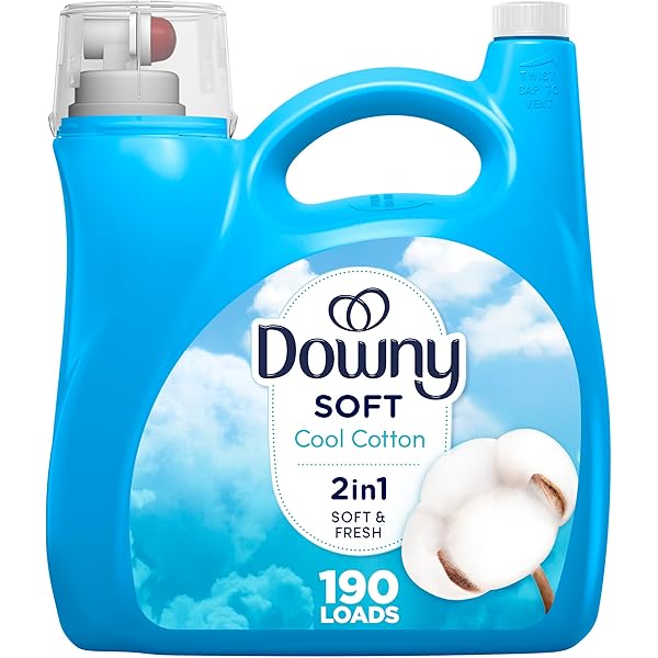 Downy Soft, 2 in 1 Soft and Fresh Liquid Fabric Softener, Cool Cotton, 140 fl oz, 190 Loads, Fabric Conditioner Liquid provides softness and freshness for fabrics