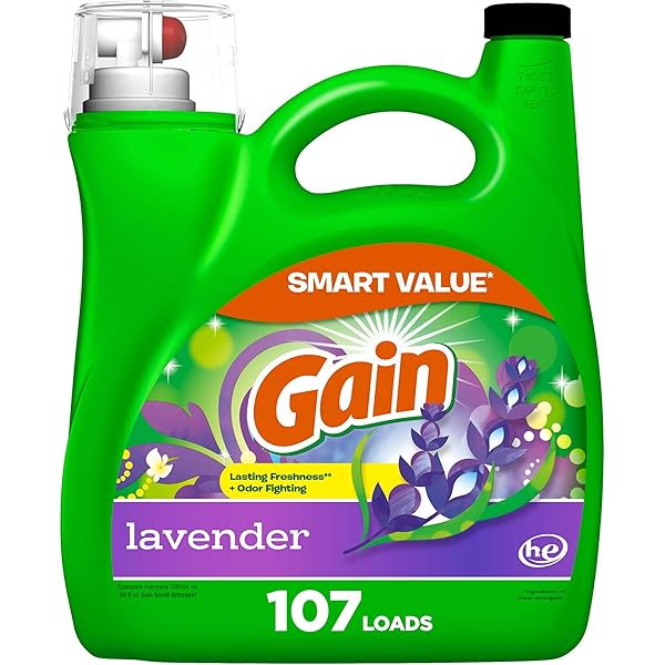 Gain Liquid Laundry Detergent, Lavender Scent, 154 fl oz, 107 loads, HE compatible, Laundry Detergent Liquid Soap