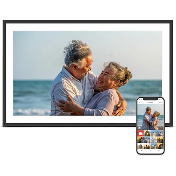 Digital Picture Frame, 15.6 Inch Large Frameo Digital Photo Frame WiFi, 32GB, 1920 * 1080 IPS HD Touch Screen, Tabletop&Wall-Mounted, Share Picture Video, Birthday, Wedding, for Mom
