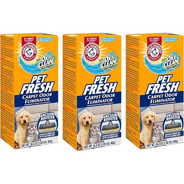 Arm & Hammer Pet Fresh Carpet Odor Eliminator Plus Oxi Clean Dirt Fighters (Pack of 3), 48.9 Ounce