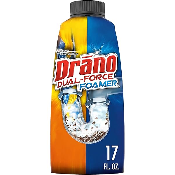 Drano Dual-Force Foamer Drain Clog Remover and Cleaner for Shower or Sink Drains, Unclogs and Removes Sources of Odor, 17 Fl Oz