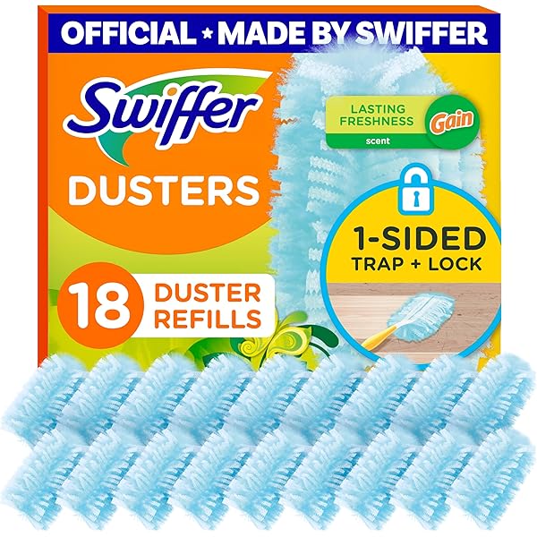Swiffer Dusters Refill for Cleaning, Made by SWIFFER, Feather & Microfiber Duster Disposable Alternative, for Dusting Furniture, Blinds, Ceiling Fans, Helps Remove Allergens, Gain Scent, 18 Count