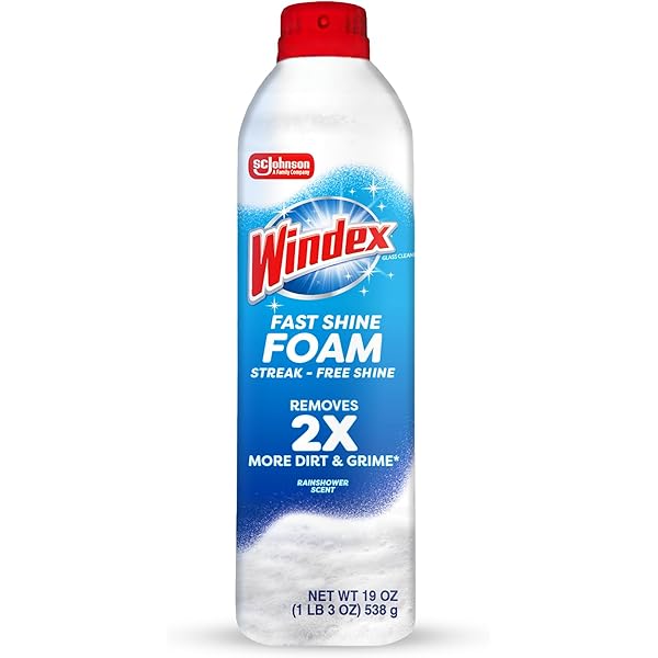 Windex Fast Shine Foam Glass Cleaner, No-Drip Aerosol Cleaning Spray, 19 oz.