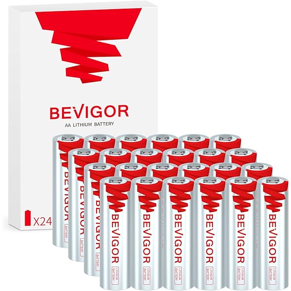 BEVIGOR Lithium AA Batteries 24 Pack, Long Lasting 1.5V 3000mAh AA Battery, 20-Year Shelf Life Lithium Batteries for Blink Camera, Flashlight, Microphone, Alarm System【Non-Rechargeable】