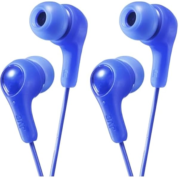 JVC Gumy in Ear Earbud Headphones, Powerful Sound, Comfortable and Secure Fit, Silicone Ear Pieces S/M/L - HAFX7A (Blue) One Size, 1 Count (Pack of 2)